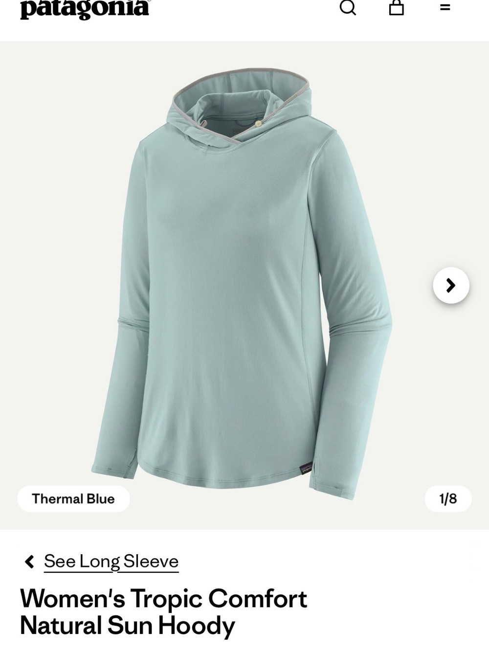 Patagonia Women's Sun Hoody in Light Blue